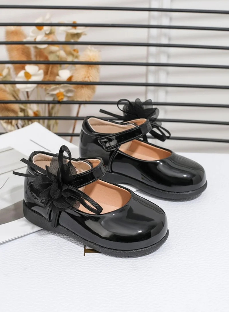 Take Two Girls Black Flower Decoration Shoes